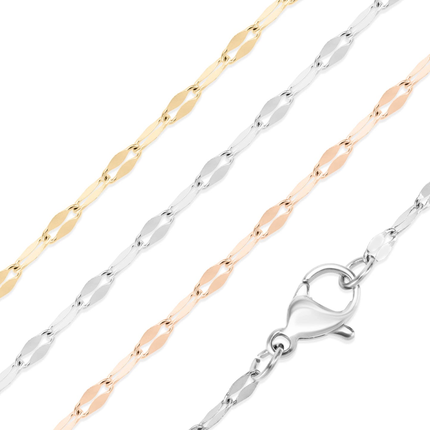 Stainless Steel Lip Chain Necklace: Gold / 24"