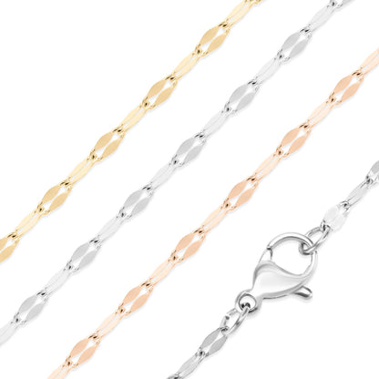 Stainless Steel Lip Chain Necklace: Gold / 18"
