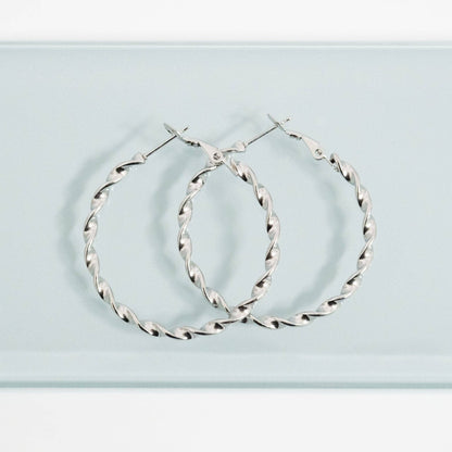 18K Gold PVD Stainless Steel Twist Hoop Earrings: Gold / 30mm