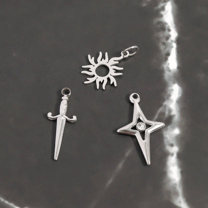 18K Gold PVD Stainless Steel Sunburst Charm: Gold