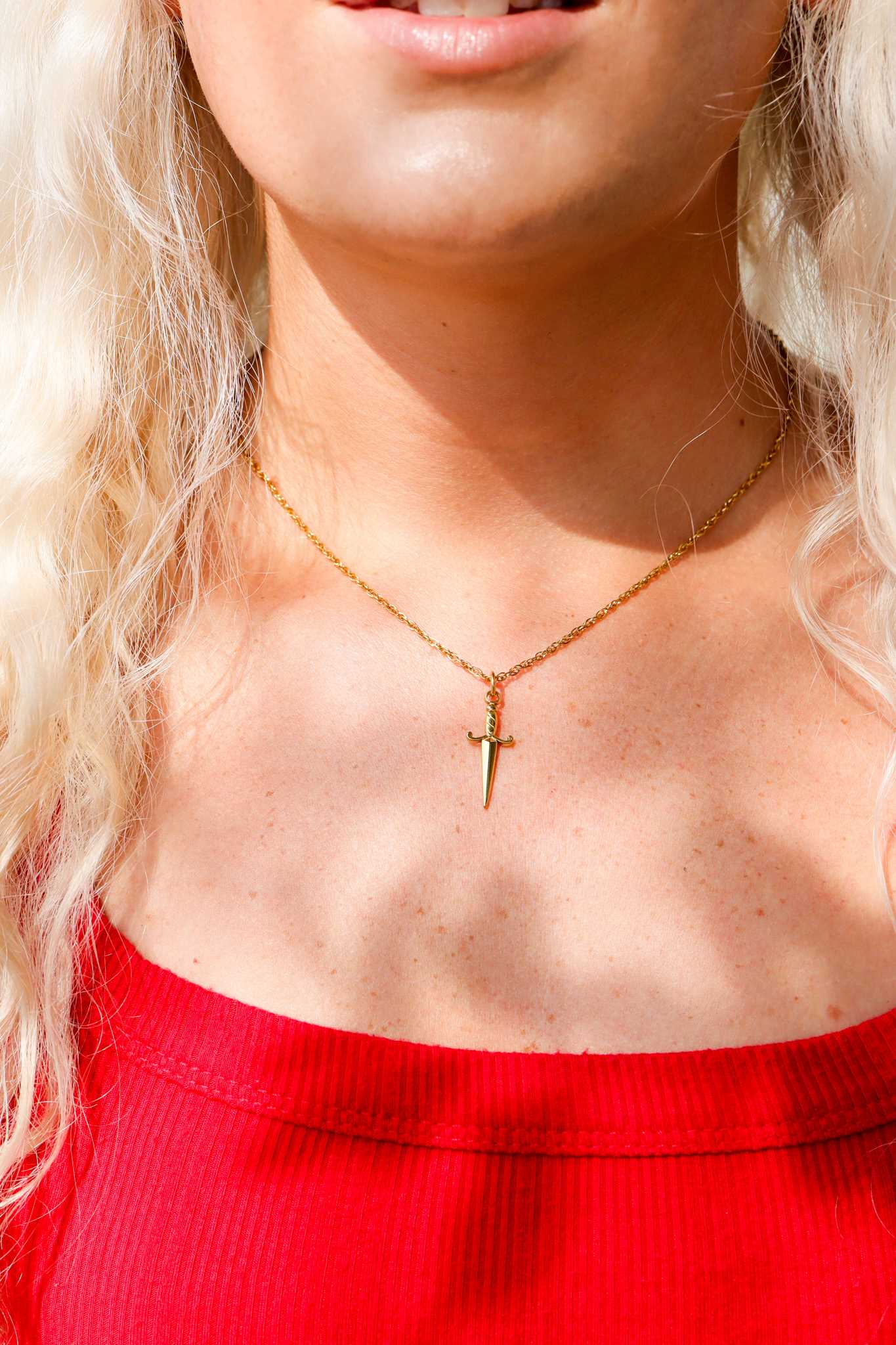 18K Gold PVD Stainless Steel Dagger Charm: Gold