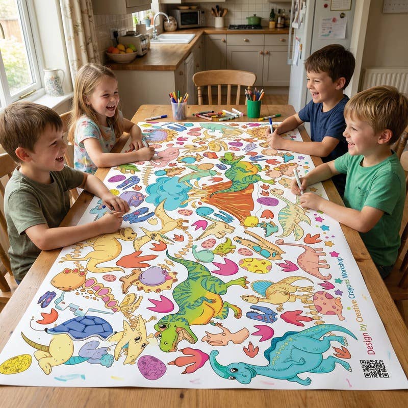 Dinosaur Coloring Tablecloth | Paper Dino Party Decor