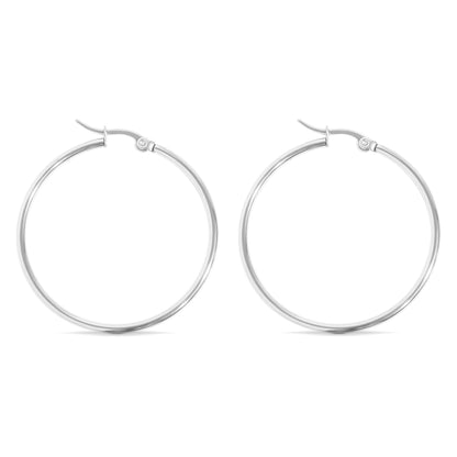 18K Gold PVD Stainless Steel Round Tube Hoop Earrings: Gold / 25mm