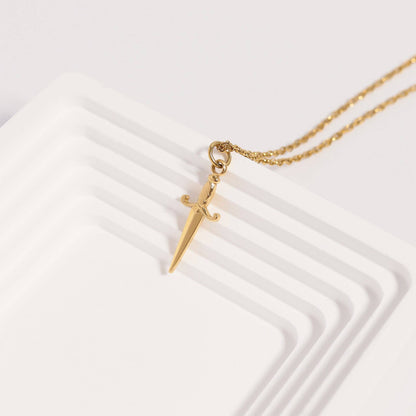 18K Gold PVD Stainless Steel Dagger Charm: Gold
