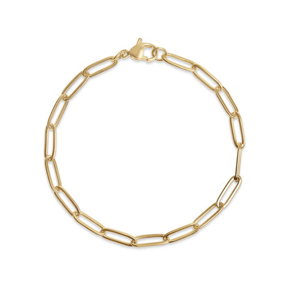Stainless Steel Paperclip Chain Bracelet: Stainless / 7"