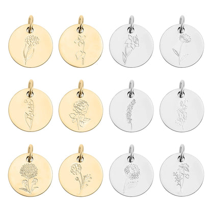 18K Gold PVD Stainless Steel Birth Flower Charm: Gold / May/Lily