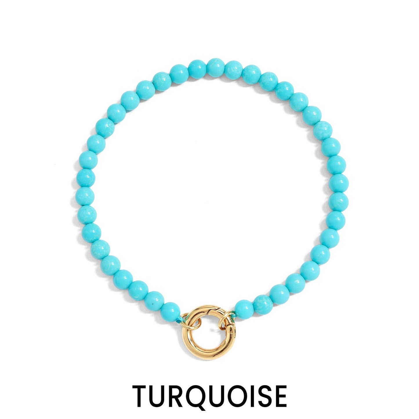 18K Gold PVD Stainless Steel Semi Precious Natural Stone Charm Keeper Bracelet: Gold / Amazonite