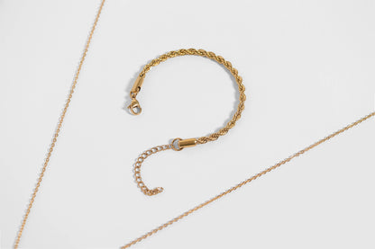 Rope Chain Bracelet / Anklet - Gold, Silver, Black: Gold / 6+2" / 2mm