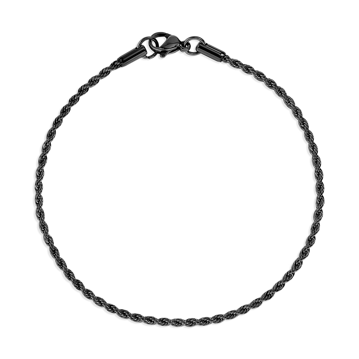 Rope Chain Bracelet / Anklet - Gold, Silver, Black: Gold / 6+2" / 2mm