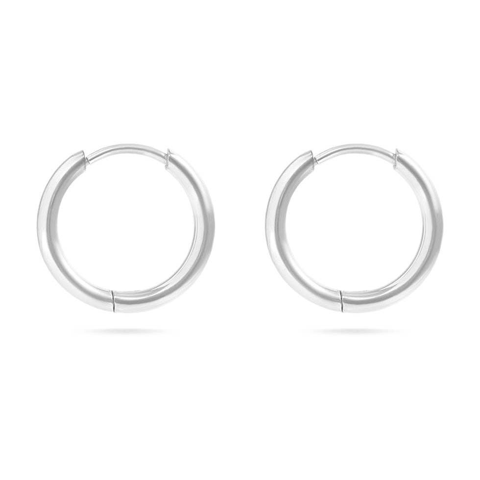18K Gold PVD Stainless Steel Classic Hoop Huggie Earrings: Gold / 10mm