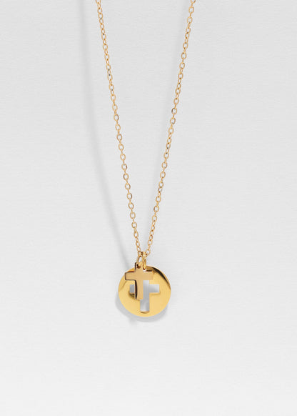 Stainless Steel Cutout 2 Piece Cross Necklace: Stainless