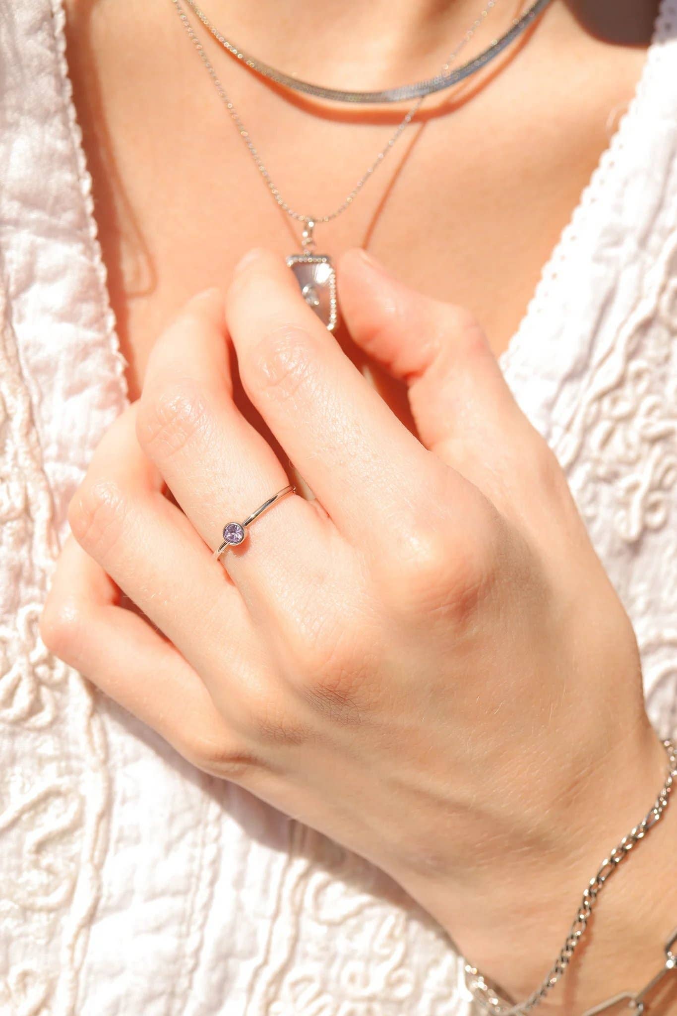 Stainless Steel Birthstone Stacking Ring: October / 8