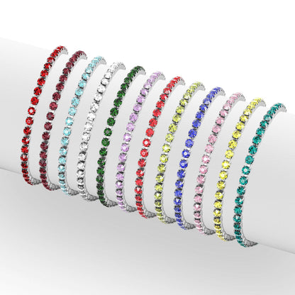 Stainless Steel Birthstone Tennis Bracelet: September / 6.5"+1"