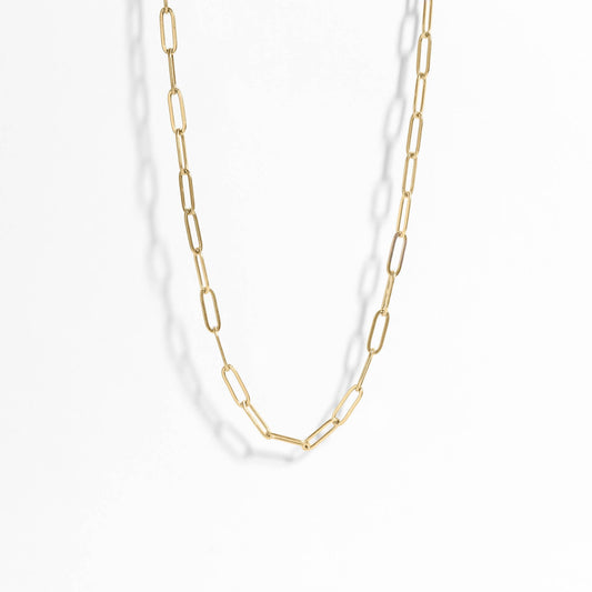 18K Gold Paperclip Chain Necklace: 20+02" / 4mm