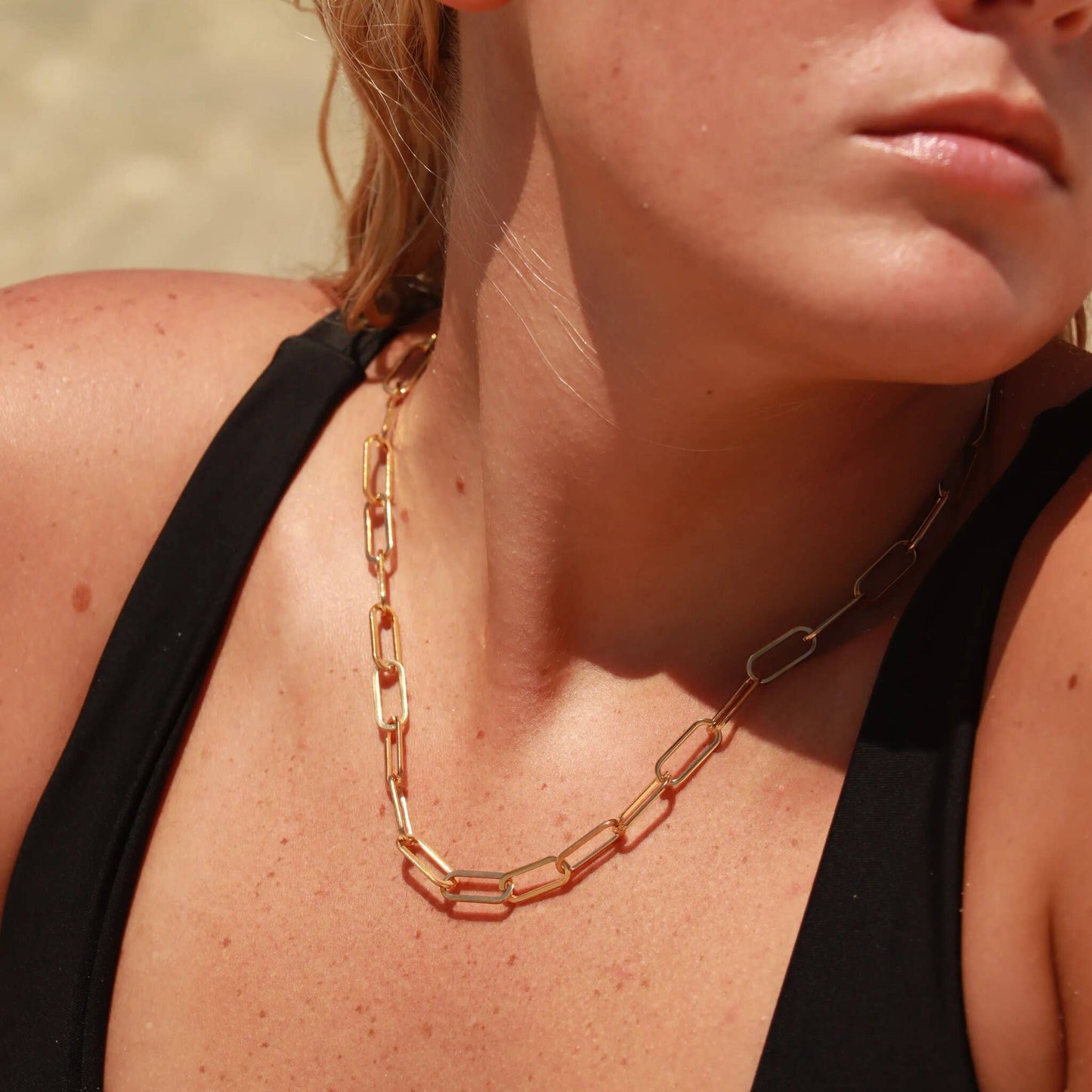 18K Gold Paperclip Chain Necklace: 20+02" / 4mm