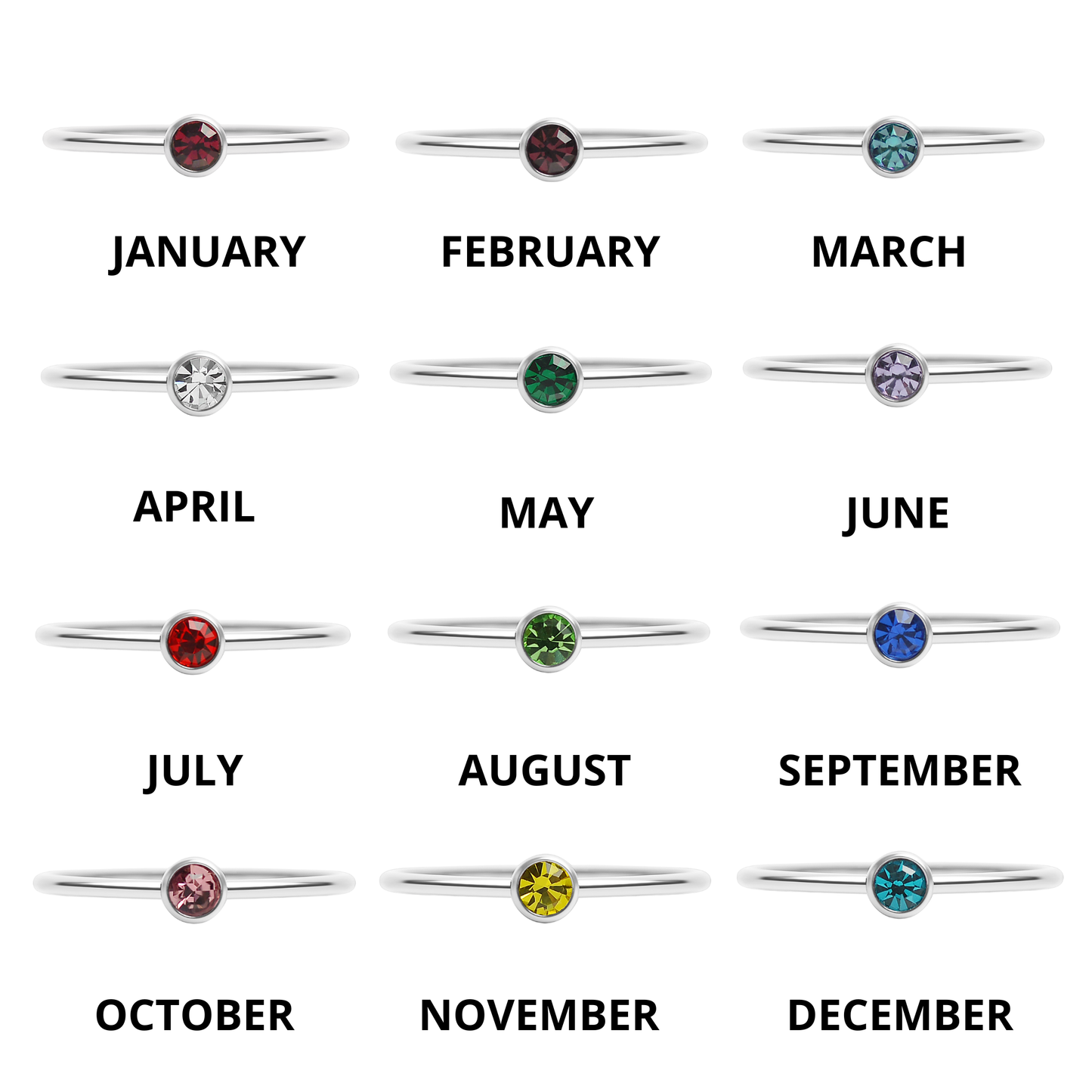 Stainless Steel Birthstone Stacking Ring: October / 8