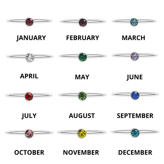 Stainless Steel Birthstone Stacking Ring: September / 7
