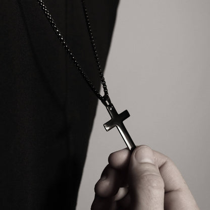 Stainless Steel Box Chain Cross Necklace: Stainless / 40mm