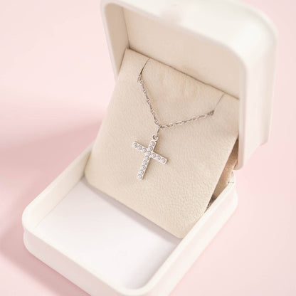 18K Gold PVD Stainless Steel Pearl Beaded Cross Charm: Gold / 15mm