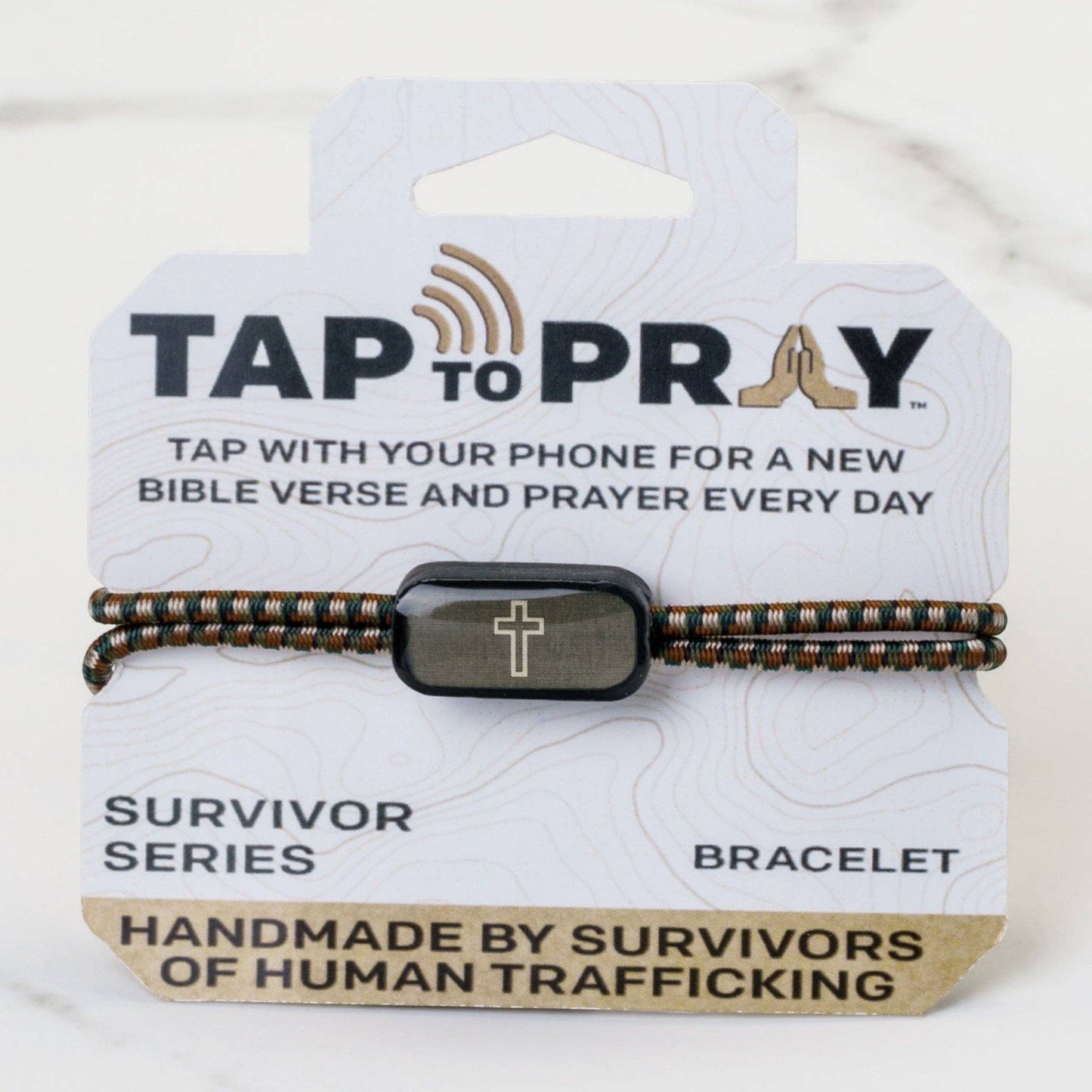 Tap To Pray® Survivor Series Tactical Bracelet: Navy + Cross