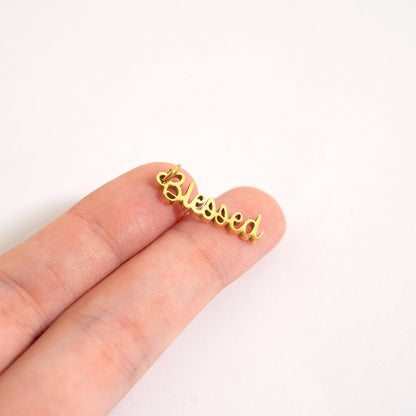 18K Gold PVD Stainless Steel Blessed Charm: Gold