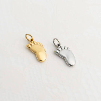 18K Gold PVD Stainless Steel Baby Foot Charm: Gold