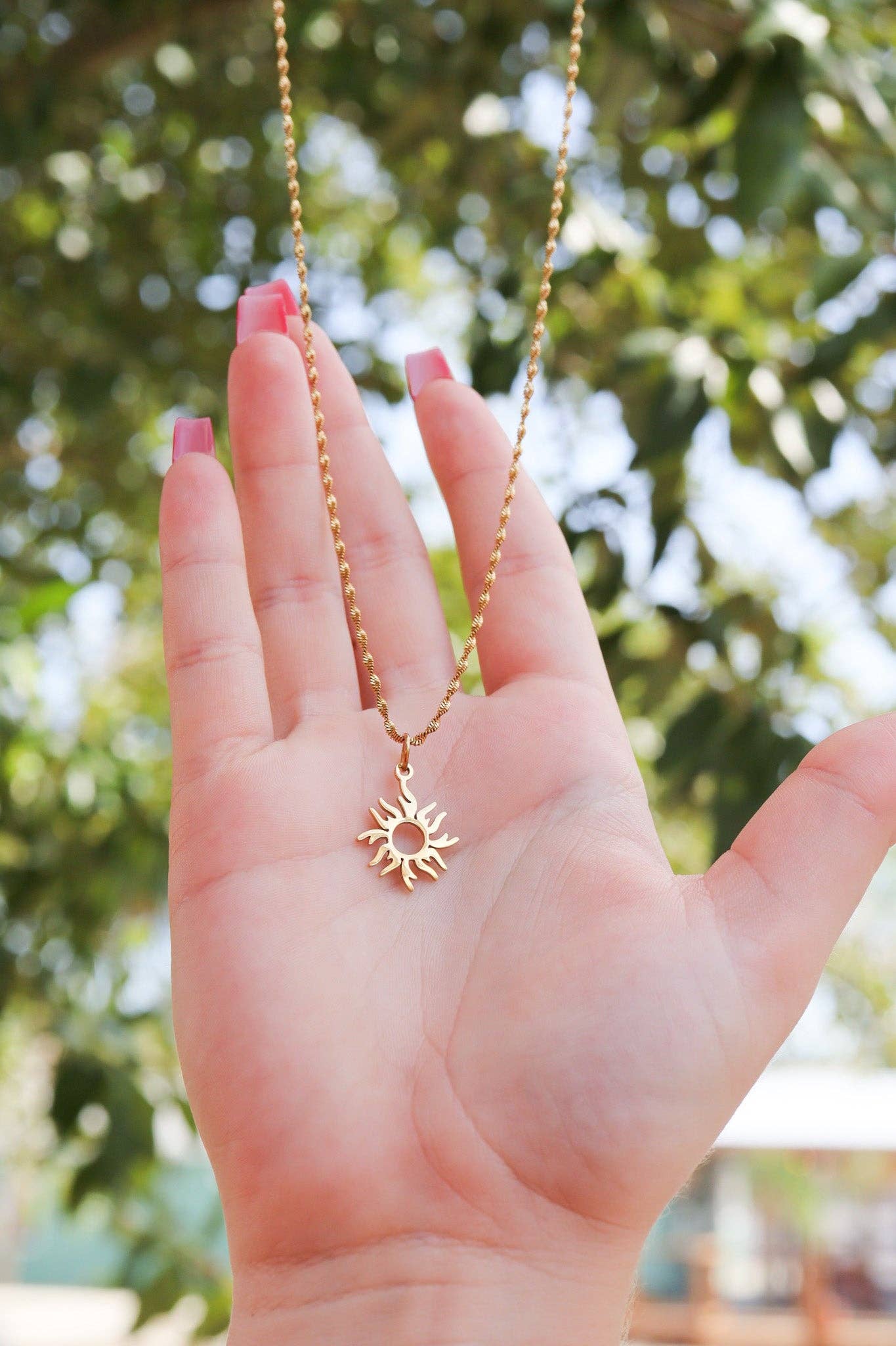 18K Gold PVD Stainless Steel Sunburst Charm: Stainless