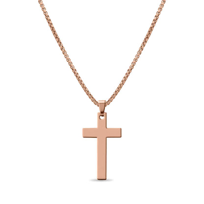 Stainless Steel Box Chain Cross Necklace: Stainless / 40mm