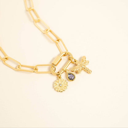 18K Gold PVD Teardrop Birthstone Charm: September