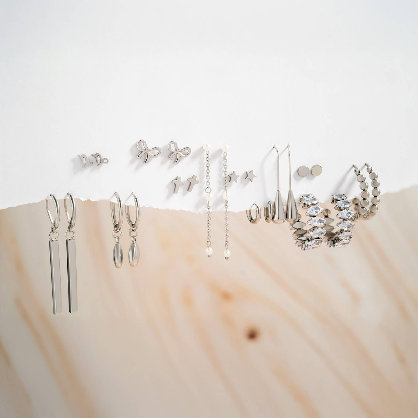 18K Gold PVD Stainless Steel Circle Ball Hoop Earrings : Gold