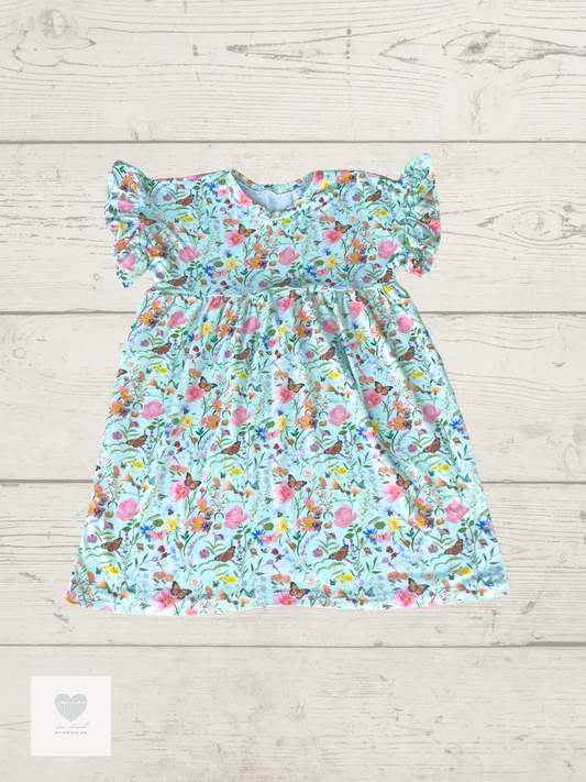 Made Ready Girls Summer Dress w/Ruffle Sleeve Option