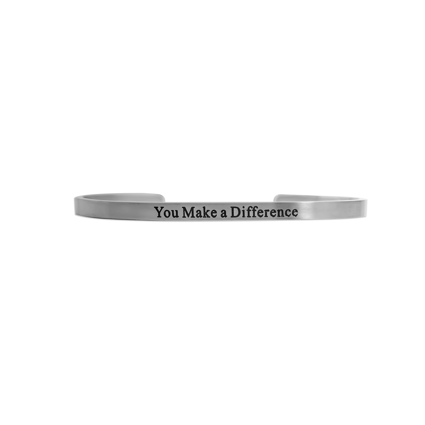 18K Gold PVD You Make a Difference Engraved Bangle Bracelet: Gold
