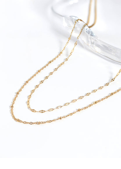 Stainless Steel Lip Chain Necklace: Gold / 18"