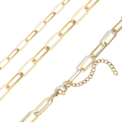 18K Gold Paperclip Chain Necklace: 20+02" / 4mm