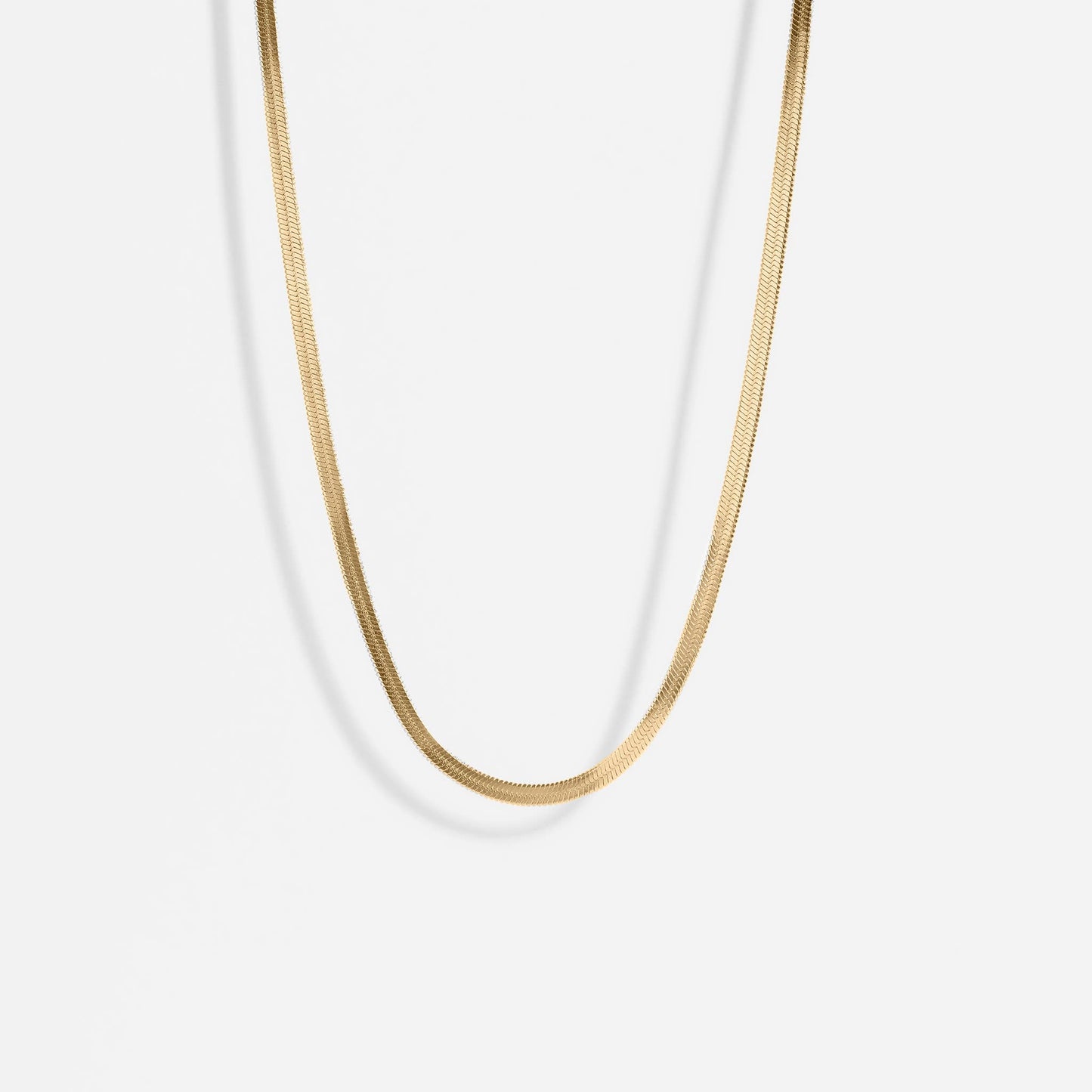 18K Gold Stainless Steel Herringbone Chain Necklace: 16" / 3mm