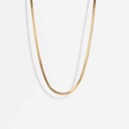 18K Gold Stainless Steel Herringbone Chain Necklace: 16" / 3mm