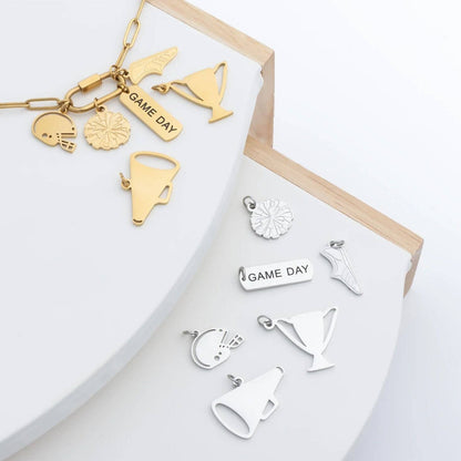 18K Gold PVD Stainless Steel Helmet Charm: Gold