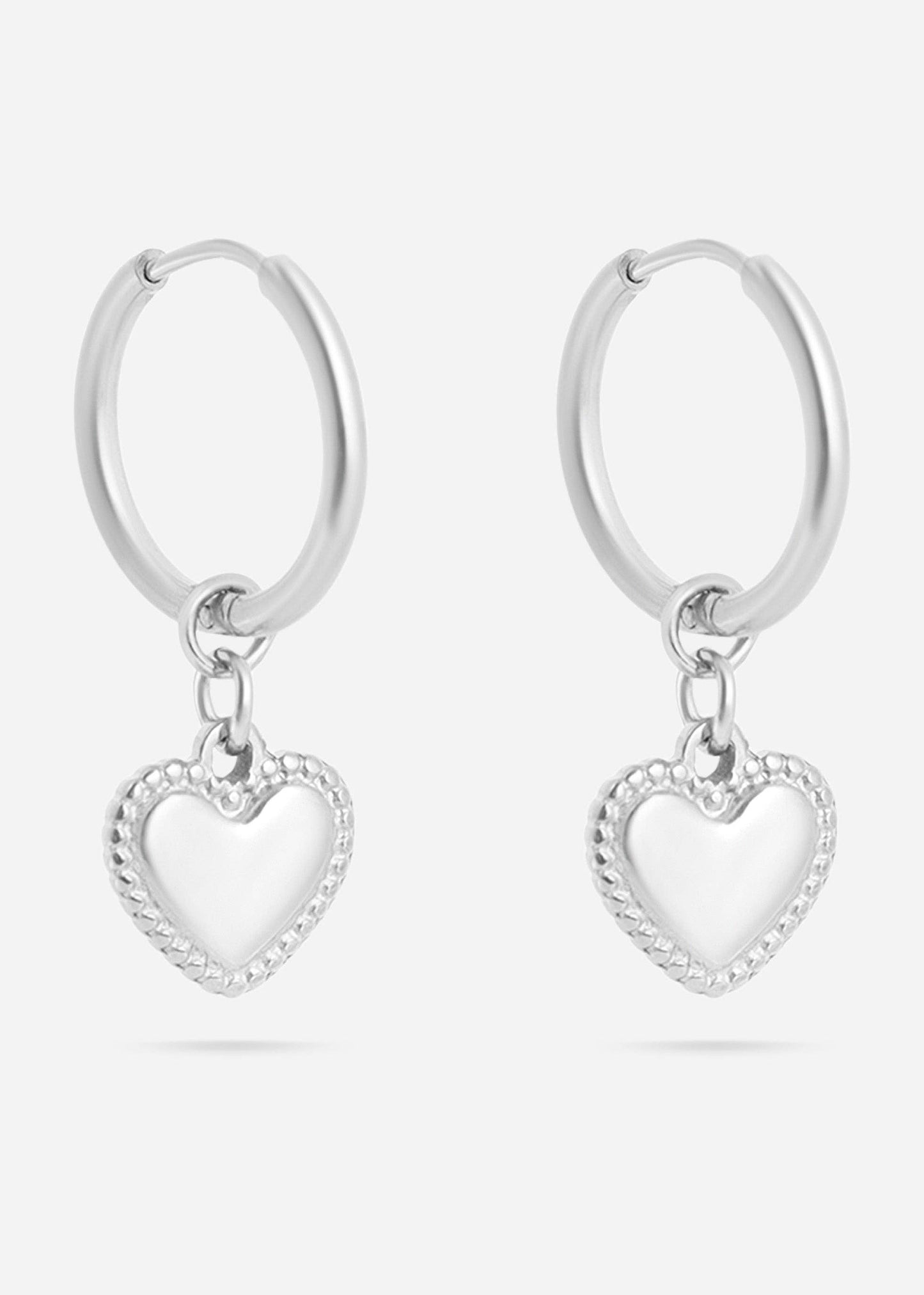 18K Gold PVD Stainless Steel Heart Pendant Hoop Earrings: Gold / 15mm