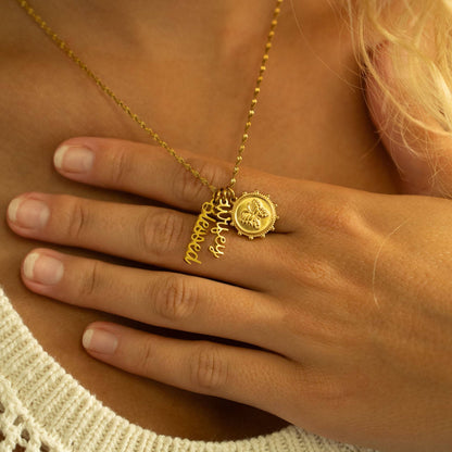 18K Gold PVD Stainless Steel Blessed Charm: Gold