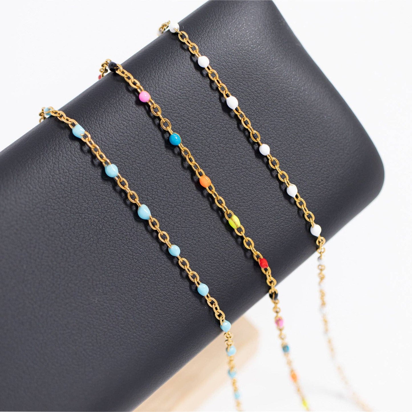 18K Gold PVD Stainless Steel Turquoise Confetti Bracelet: Gold
