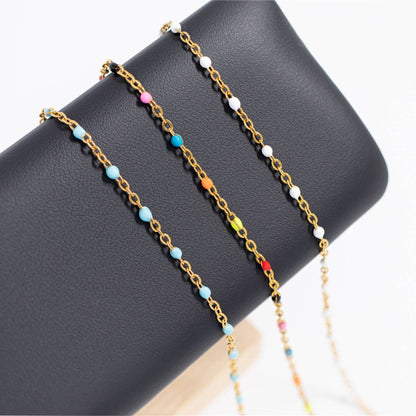 18K Gold PVD Stainless Steel Turquoise Confetti Bracelet: Gold