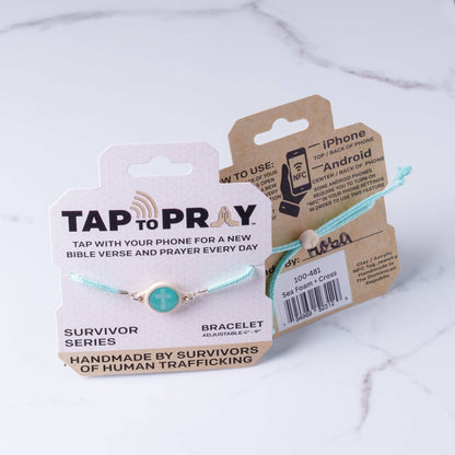 Tap To Pray® Survivor Series Bracelet: 14K Gold-Plated + Vanilla Cross