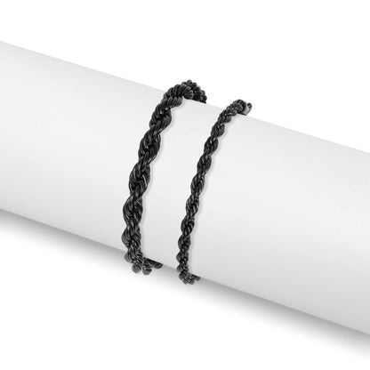 Rope Chain Bracelet / Anklet - Gold, Silver, Black: Gold / 6+2" / 2mm