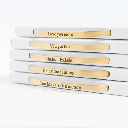 18K Gold PVD You Make a Difference Engraved Bangle Bracelet: Gold