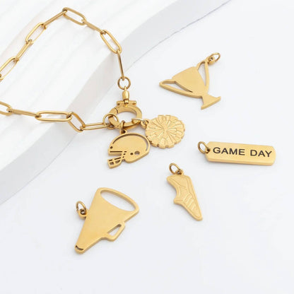 18K Gold PVD Stainless Steel Helmet Charm: Gold