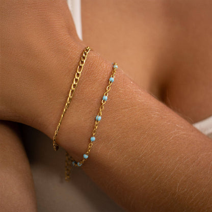 18K Gold PVD Stainless Steel Turquoise Confetti Bracelet: Gold