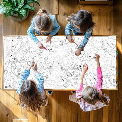 Dinosaur Coloring Tablecloth | Paper Dino Party Decor