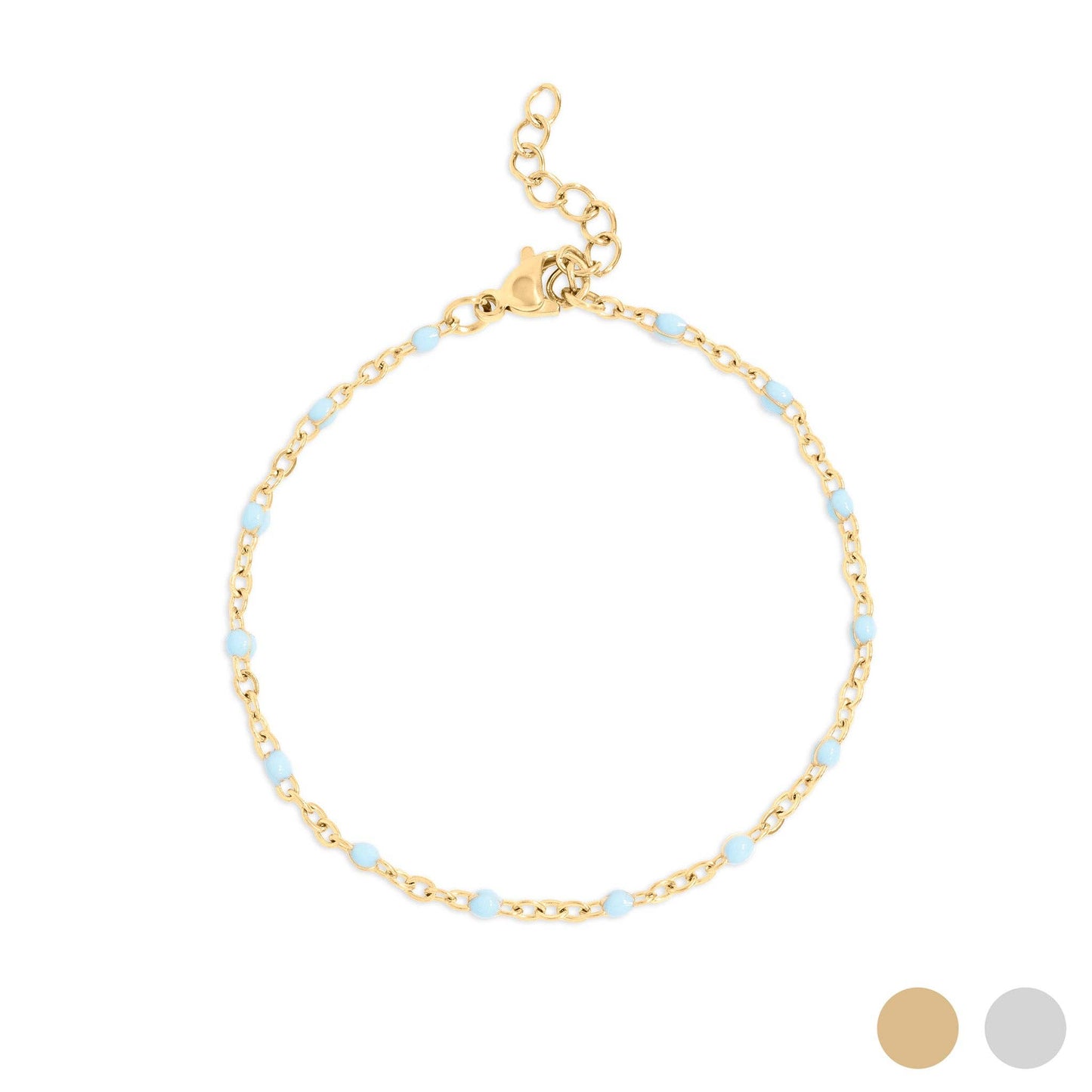 18K Gold PVD Stainless Steel Turquoise Confetti Bracelet: Gold