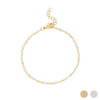 18K Gold PVD Stainless Steel Turquoise Confetti Bracelet: Gold