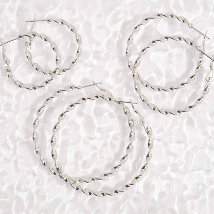 18K Gold PVD Stainless Steel Twist Hoop Earrings: Gold / 30mm